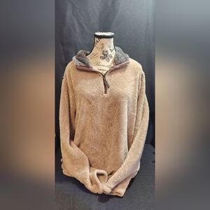 American Tradition Trinity Sherpa Quarter Zip Jacket Size L Beige